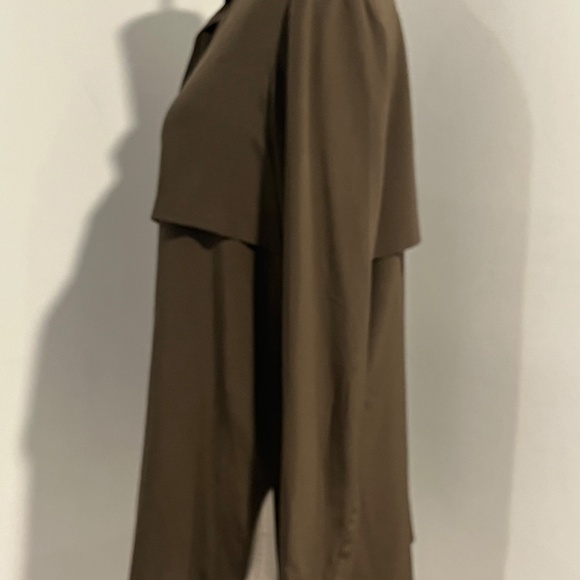 VINCE 100% Silk Tunic Top Women's SMALL Olive Green/Brown L/S Slipover $165 - Picture 5 of 7